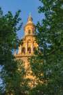 Casco Antiguo, Seville, Andalusia, Spain. Tower in the Spanish Plaza of Seville. Art Print